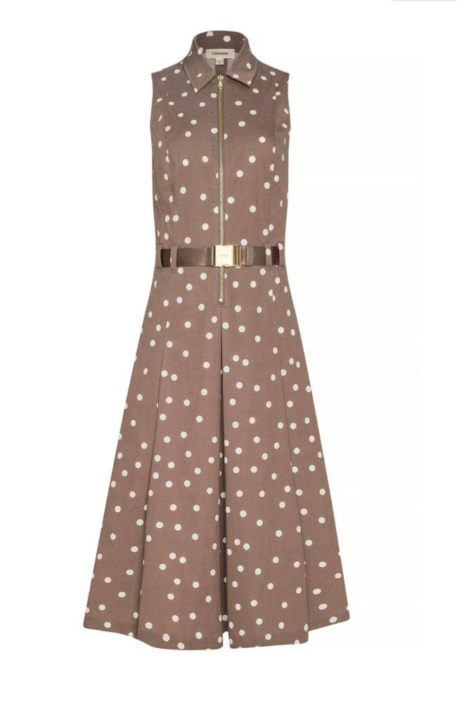 KYLO BELTED SHIRT DRESS in POLKA DOT CARDAMOM ECRU-L'AGENCE-FLOW BY NICOLE CANADA