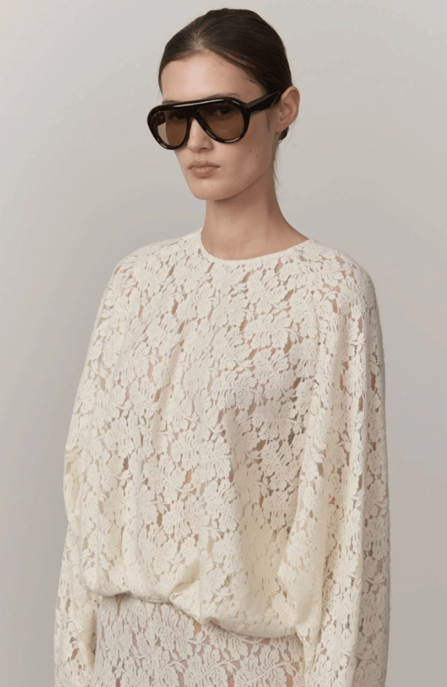 CATERINA LACE BLOUSE in OFF WHITE