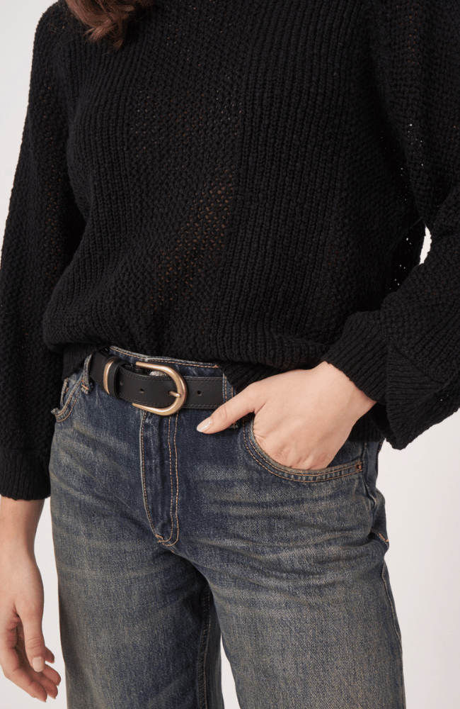 AJOUR COTTON KNITTED PULLOVER in BLACK-REPEAT-FLOW by nicole