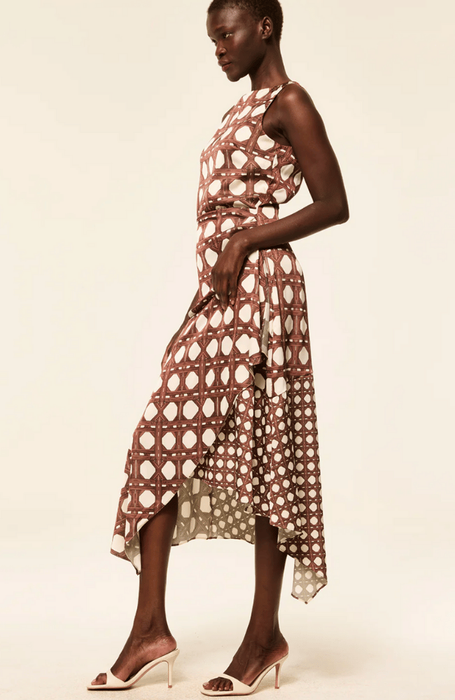 ALODIA DRESS in CHOCOLATE RATTAN TILE-MISA LOS ANGELES-FLOW by nicole