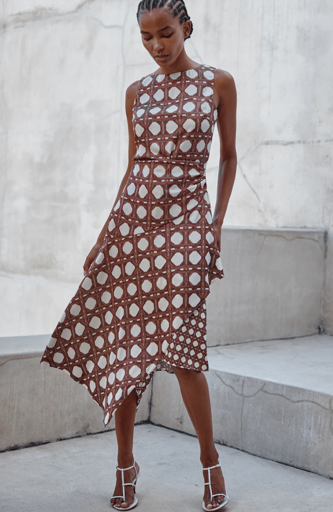 ALODIA DRESS in CHOCOLATE RATTAN TILE-MISA LOS ANGELES-FLOW by nicole