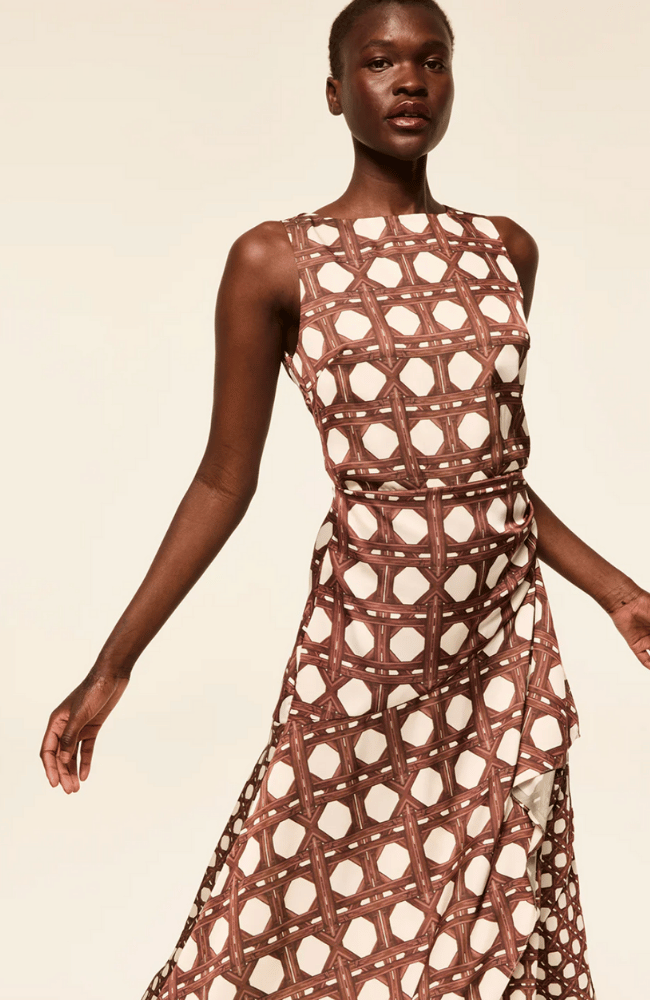 ALODIA DRESS in CHOCOLATE RATTAN TILE-MISA LOS ANGELES-FLOW by nicole