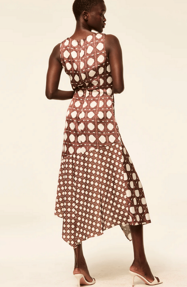 ALODIA DRESS in CHOCOLATE RATTAN TILE-MISA LOS ANGELES-FLOW by nicole