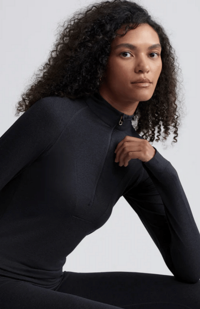 ALWAYS WARM HALF-ZIP BASE LAYER - BLACK MARL-Varley-FLOW by nicole