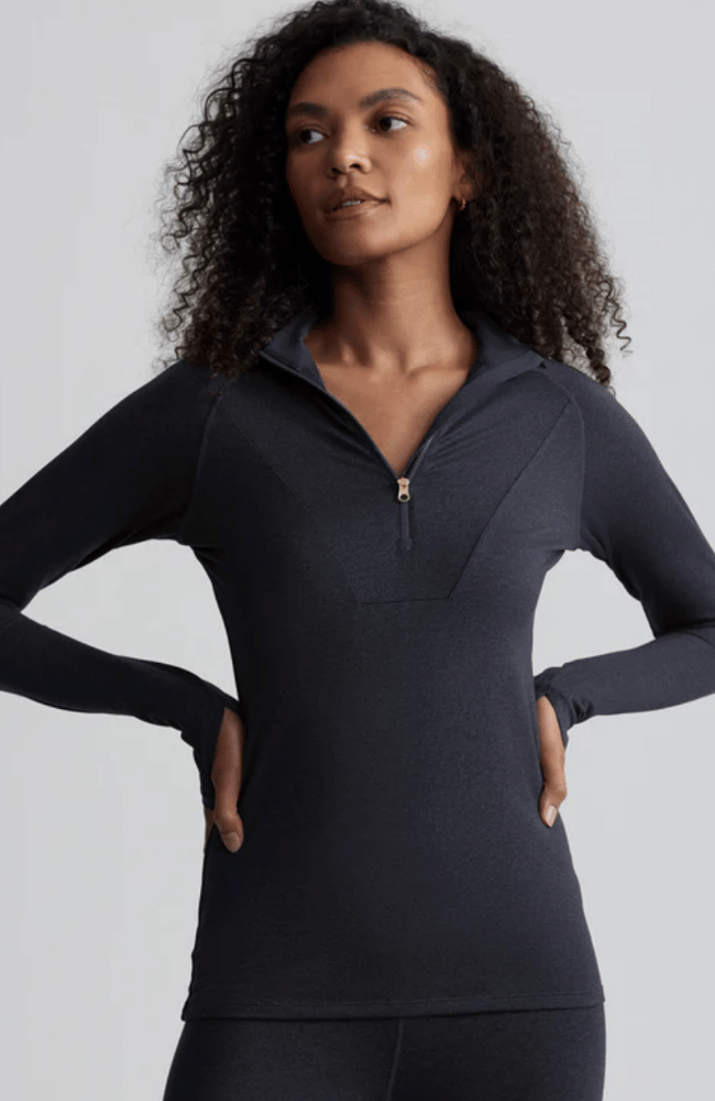 ALWAYS WARM HALF-ZIP BASE LAYER - BLACK MARL-Varley-FLOW by nicole