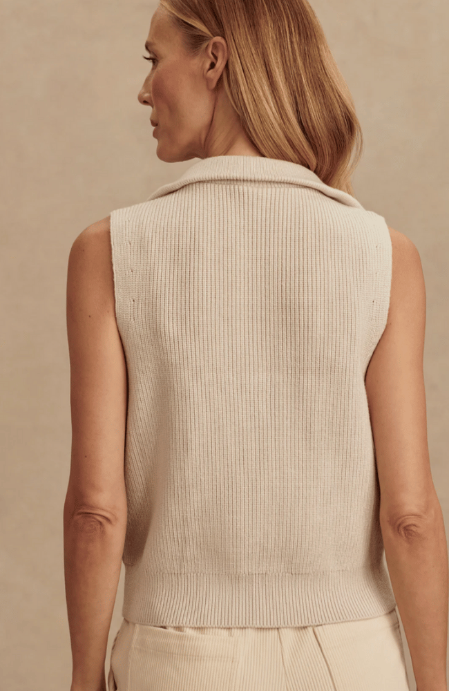 AMINA HALF KNIT ZIP in BIRCH-Varley-FLOW by nicole