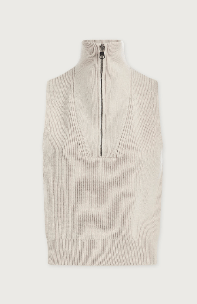 AMINA HALF KNIT ZIP in BIRCH-Varley-FLOW by nicole