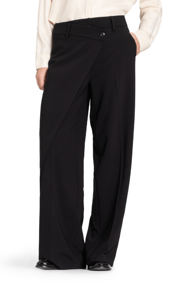 ANAIS WRAP FRONT PANT in BLACK-CAMBIO-FLOW by nicole