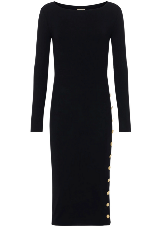 ASTRA MIDI SLIT DRESS in BLACK-L&#39;AGENCE-FLOW by nicole