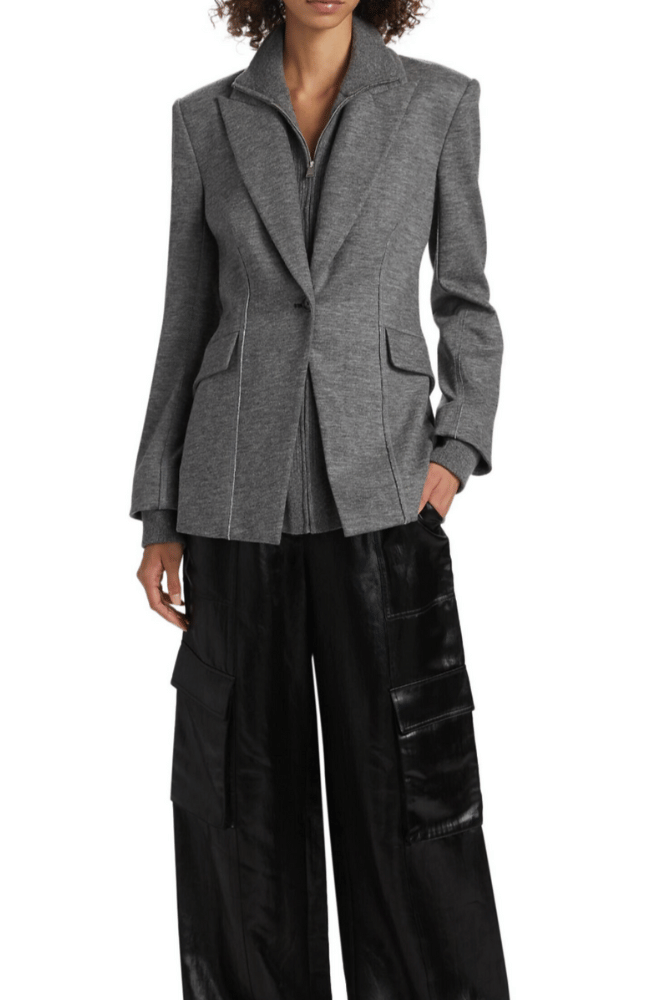 AUDEN KNIT COMBO BLAZER in WARM GREY-SIMKHAI-FLOW by nicole