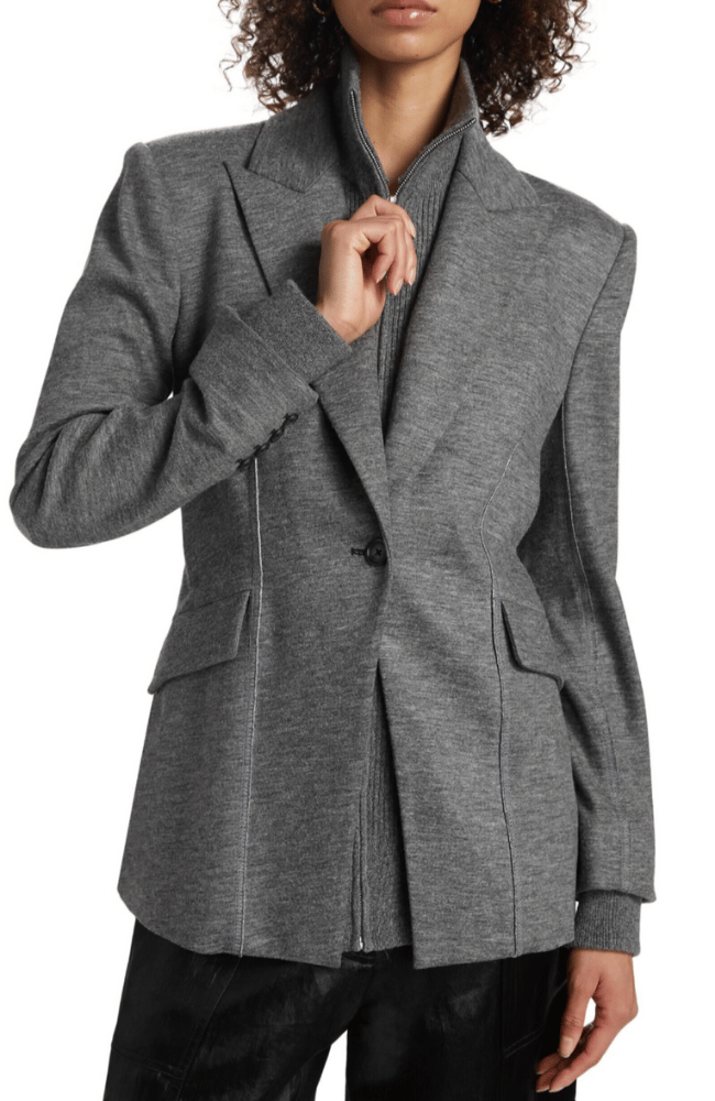 AUDEN KNIT COMBO BLAZER in WARM GREY-SIMKHAI-FLOW by nicole