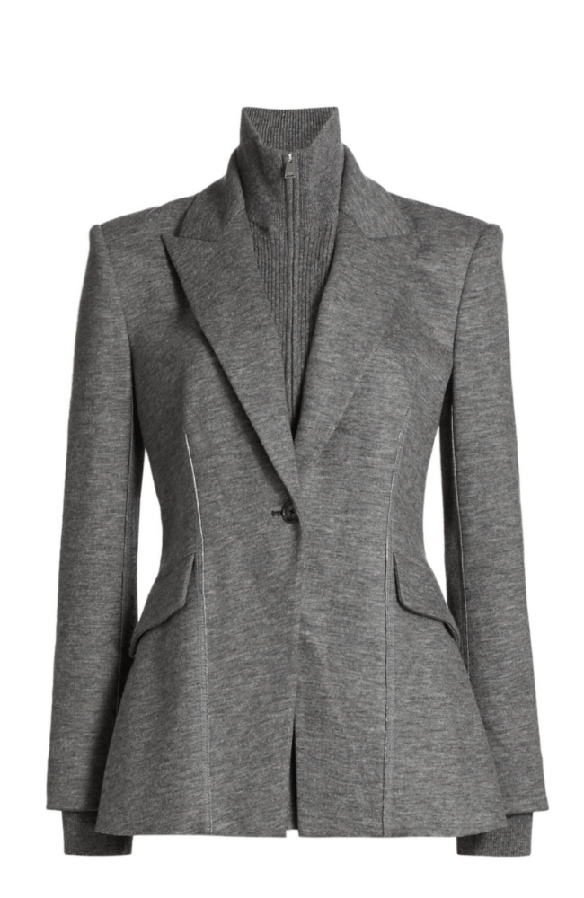 AUDEN KNIT COMBO BLAZER in WARM GREY-SIMKHAI-FLOW by nicole