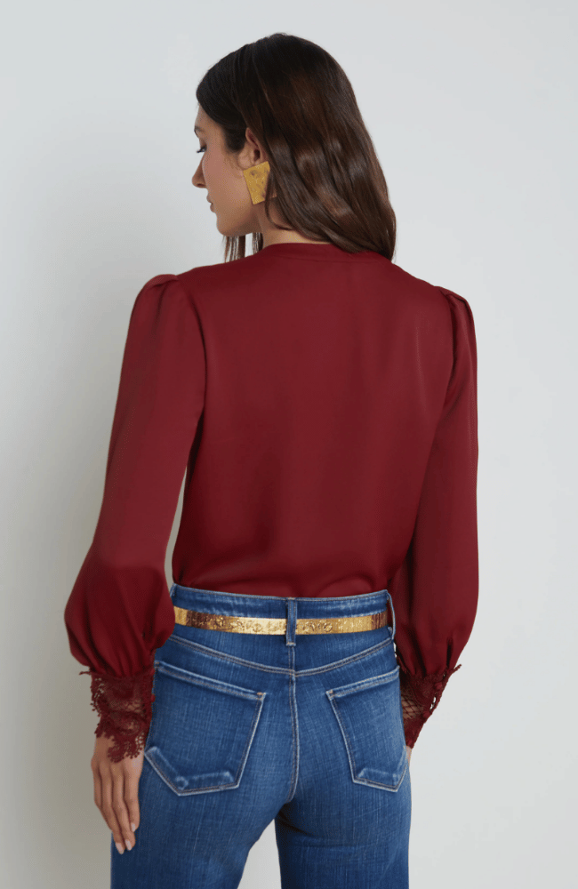 AVA LACE CUFF BLOUSE in SYRAH-L&#39; AGENCE-FLOW by nicole