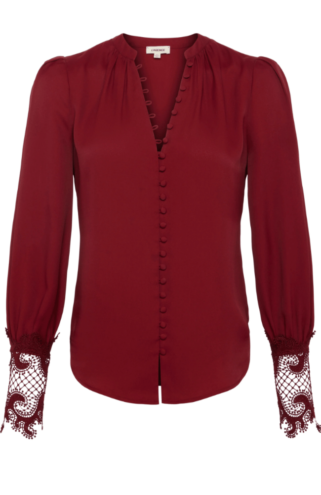 AVA LACE CUFF BLOUSE in SYRAH-L&#39; AGENCE-FLOW by nicole