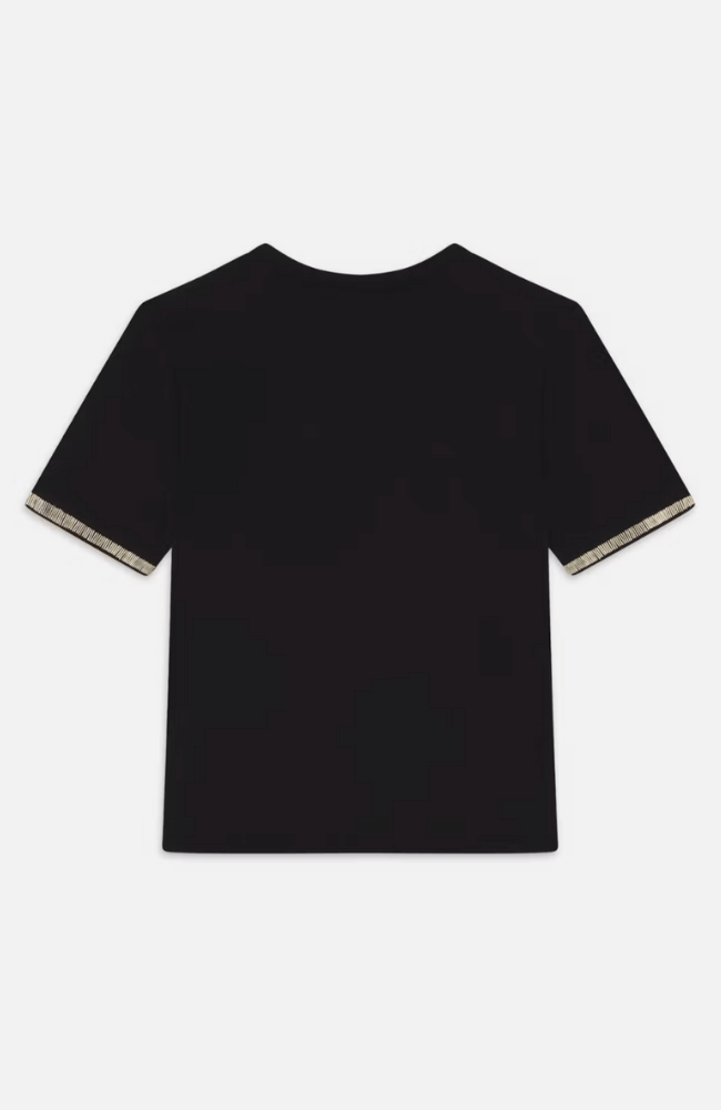 BEADED TEE BLACK-FRAME-FLOW by nicole