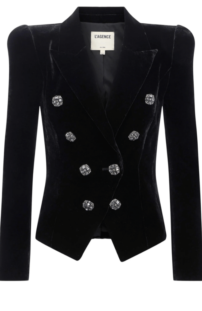 BETHANY VELVET BLAZER in BLACK-L&#39;AGENCE-FLOW by nicole