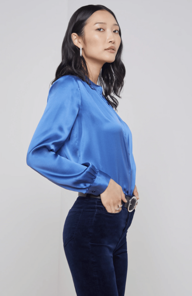 BIANCA BLOUSE in NOUVEAN NAVY-L&#39; AGENCE-FLOW by nicole