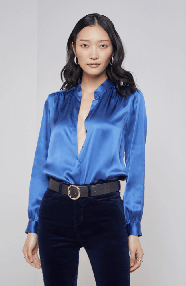BIANCA BLOUSE in NOUVEAN NAVY-L' AGENCE-FLOW by nicole