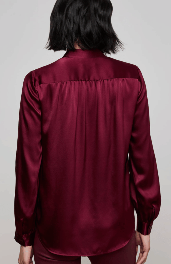 BIANCA SILK BLOUSE in DARK PORT-L&#39;AGENCE-FLOW by nicole