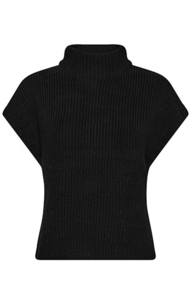 BIOLA BINE KNIT VEST in BLACK-MOS MOSH-FLOW by nicole