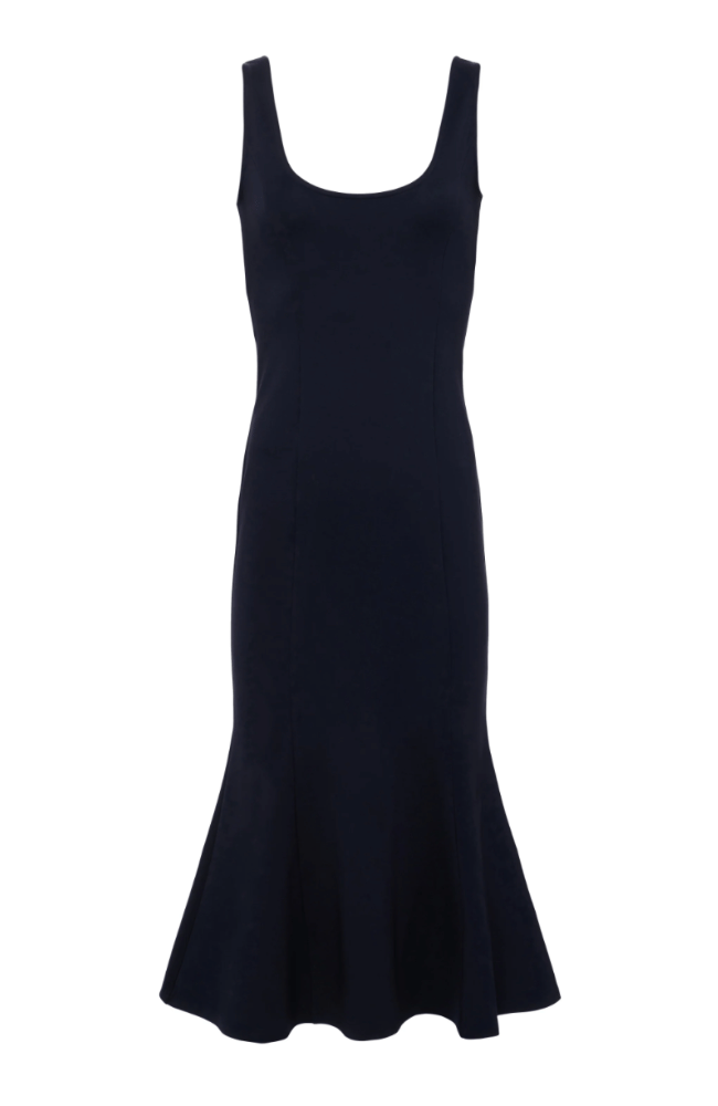 BISOUS FLARED MIDI DRESS in MIDNIGHT-L&#39; AGENCE-FLOW by nicole