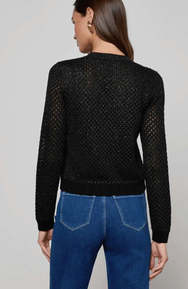 BLANCA SEQUIN CARDIGAN in BLACK GUNMETAL GOLD-L'AGENCE-FLOW by nicole