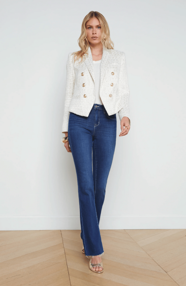 BROOKE OPEN FRONT BLAZER in IVORY/ LIGHT GOLD-L&#39; AGENCE-FLOW by nicole