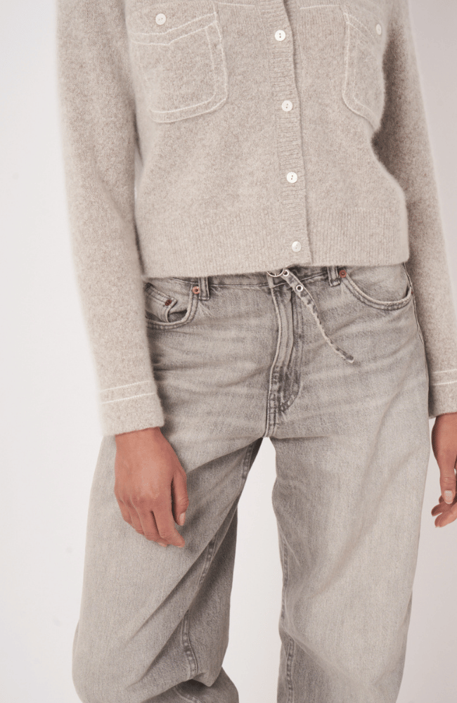 BUTTON CARDIGAN WITH CONTRAST STITCHING in HAZEL-REPEAT-FLOW by nicole