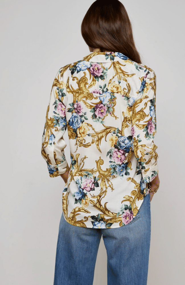 CAMILLE BLOUSE in VINTAGE WHITE SMALL FLORAL BAROQUE-L'AGENCE-FLOW by nicole