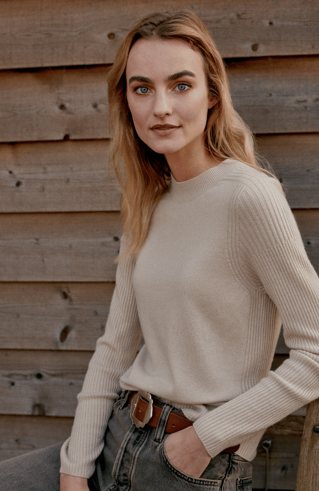 CASHMERE BLEND PULLOVER in NATURAL-REPEAT-FLOW by nicole