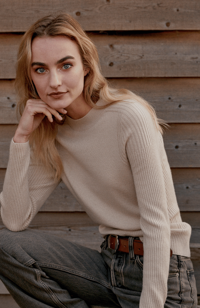 CASHMERE BLEND PULLOVER in NATURAL-REPEAT-FLOW by nicole