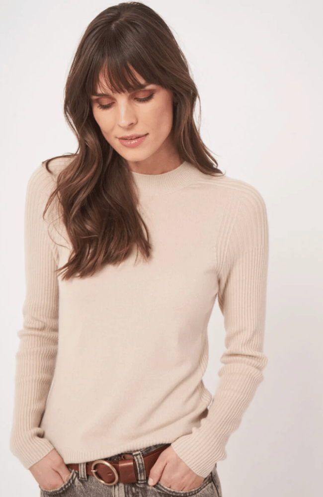 CASHMERE BLEND PULLOVER in NATURAL-REPEAT-FLOW by nicole