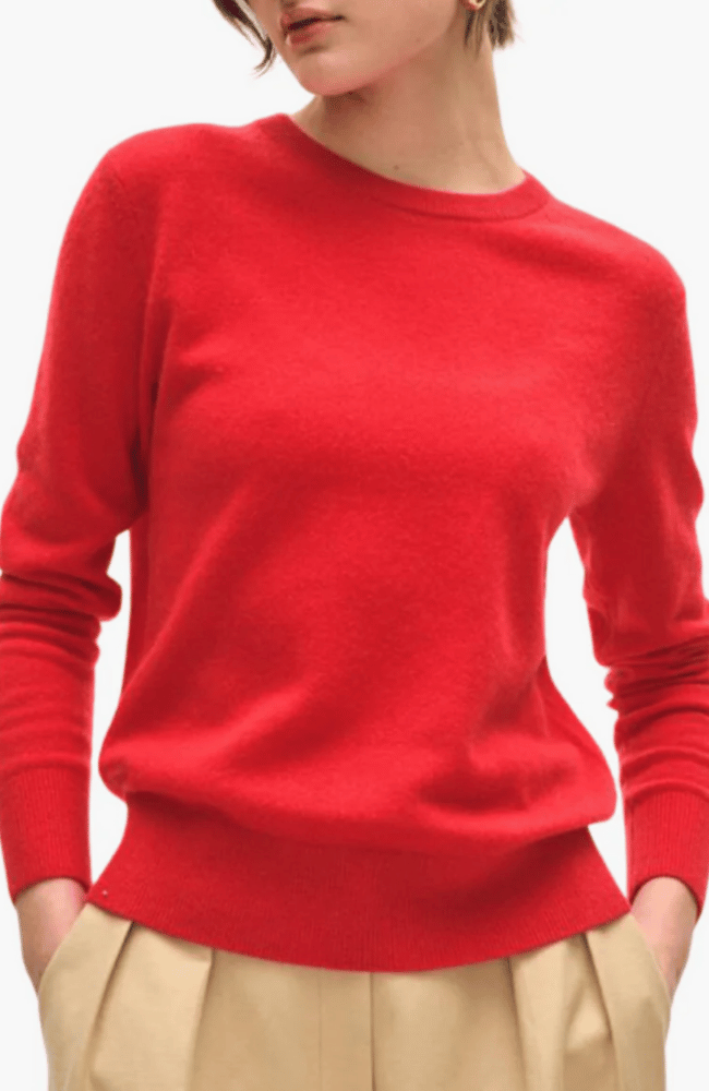 CASHMERE CORE CREWNECK BRIGHT SCARLET-WHITE + WARREN-FLOW by nicole