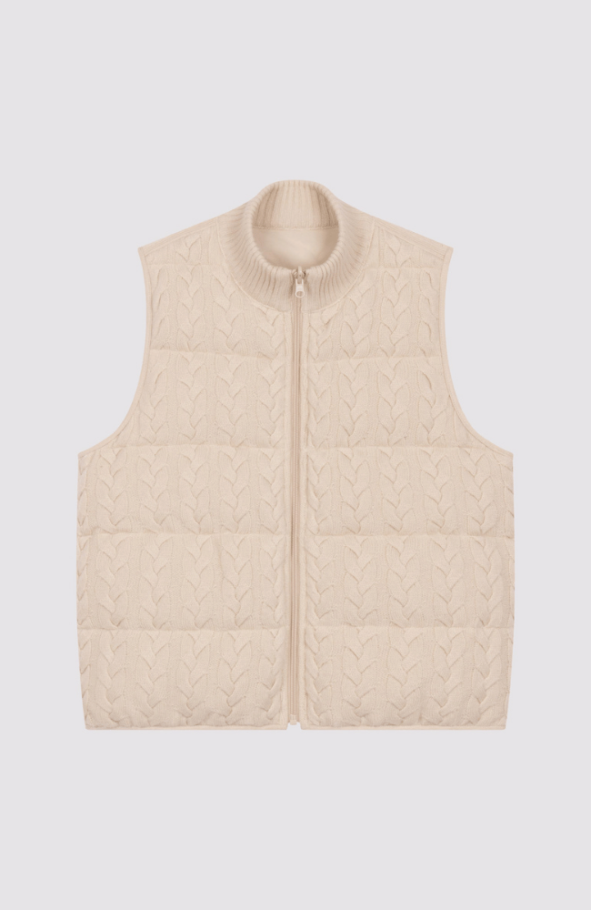 CASHMERE KNITTED DOWN VEST in NATURAL-REPEAT-FLOW by nicole