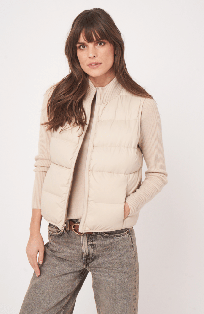 CASHMERE KNITTED DOWN VEST in NATURAL-REPEAT-FLOW by nicole