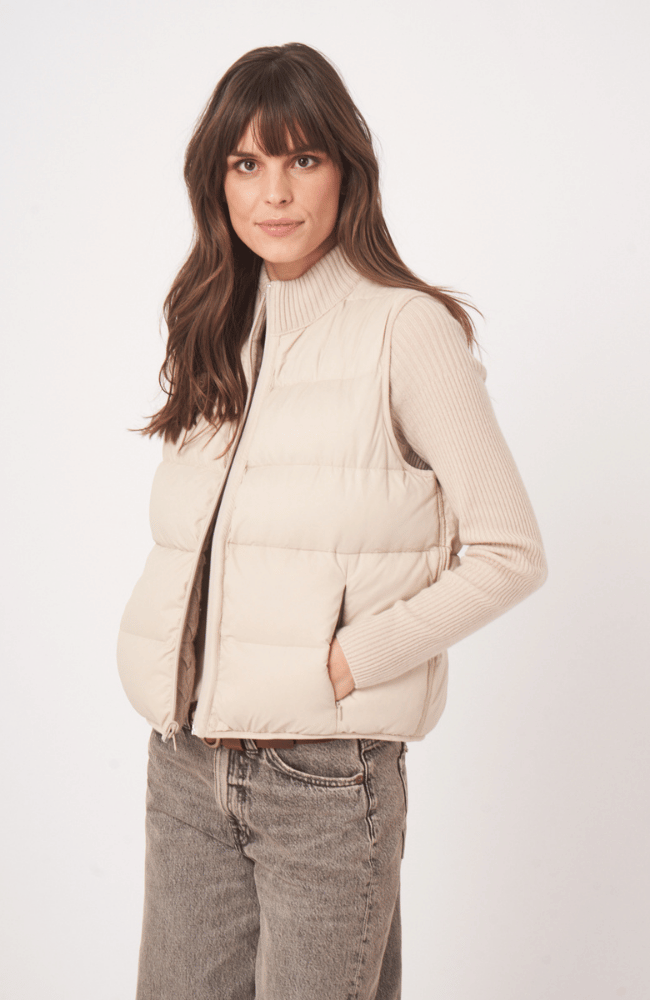 CASHMERE KNITTED DOWN VEST in NATURAL-REPEAT-FLOW by nicole