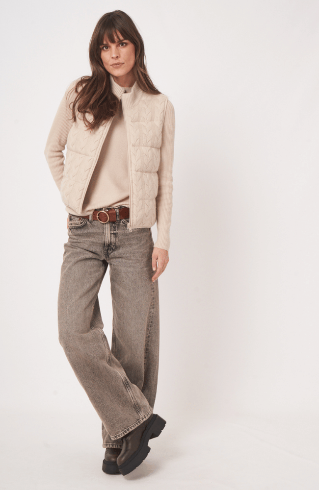 CASHMERE KNITTED DOWN VEST in NATURAL-REPEAT-FLOW by nicole