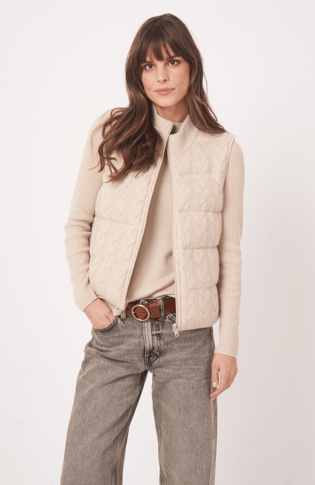 CASHMERE KNITTED DOWN VEST in NATURAL-REPEAT-FLOW by nicole