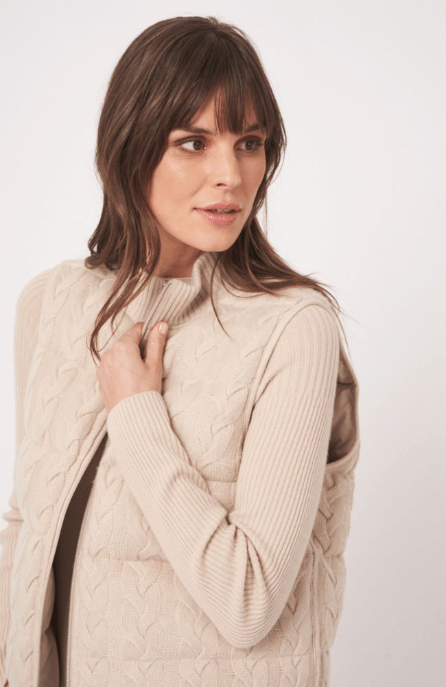 CASHMERE KNITTED DOWN VEST in NATURAL-REPEAT-FLOW by nicole