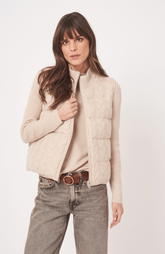 CASHMERE KNITTED DOWN VEST in NATURAL-REPEAT-FLOW by nicole