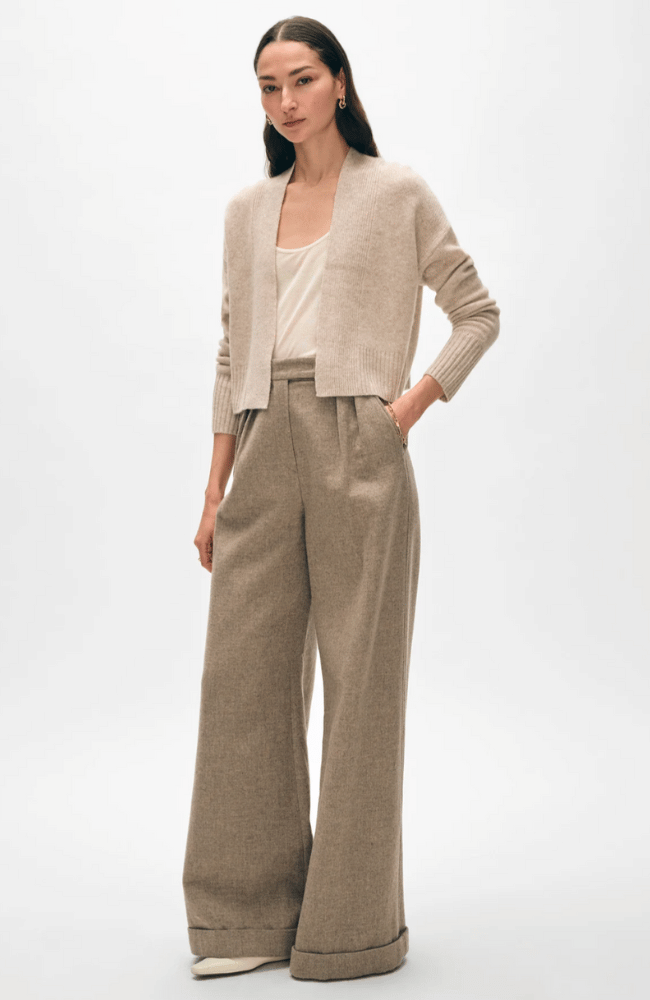 CASHMERE OPEN FRONT CARDIGAN -SAND WHISP-WHITE and WARREN-FLOW by nicole