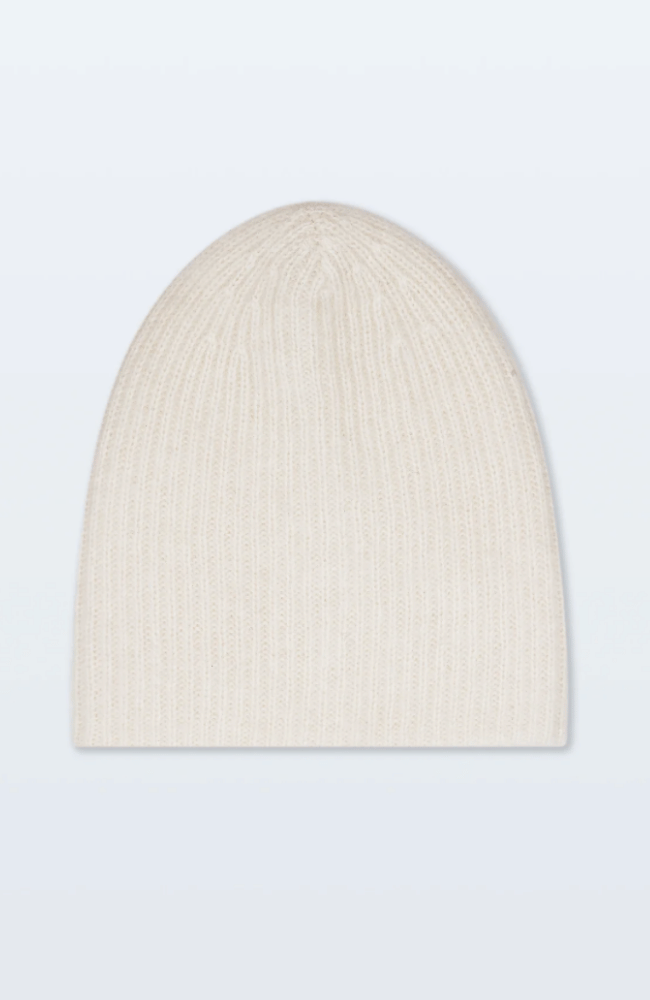 CASHMERE PLUSH RIB BEANIE in SOFT WHITE-WHITE and WARREN-FLOW by nicole