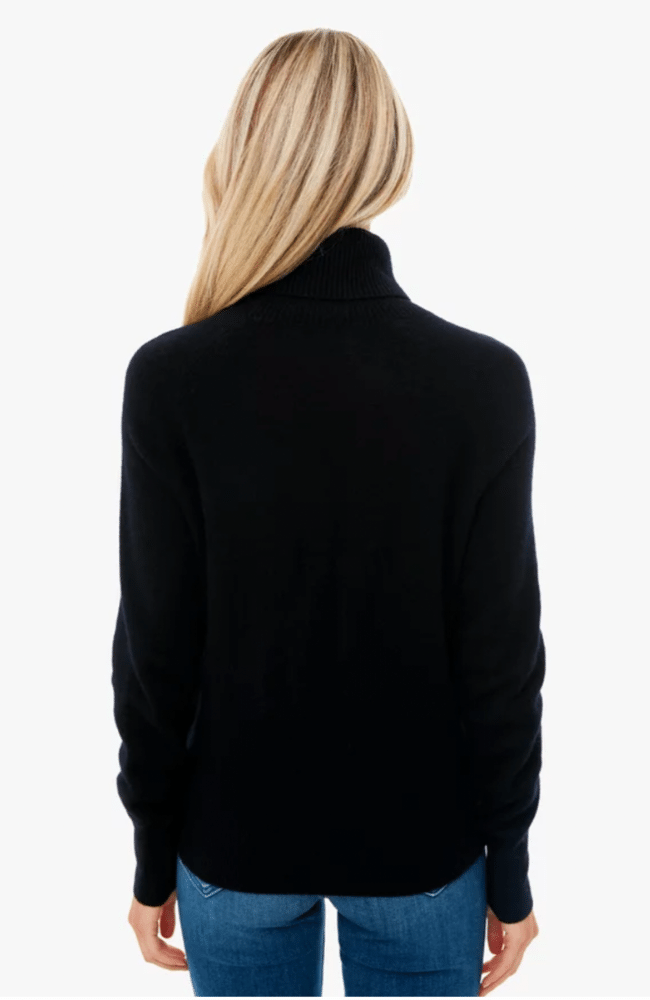 CASHMERE RIBBED TRIM TURTLENECK BLACK-WHITE + WARREN-FLOW by nicole