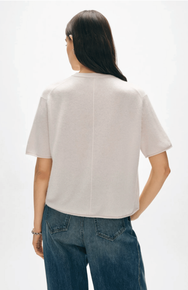 CASHMERE ROLL TRIM T-SHIRT - SOFT WHITE-WHITE and WARREN-FLOW by nicole