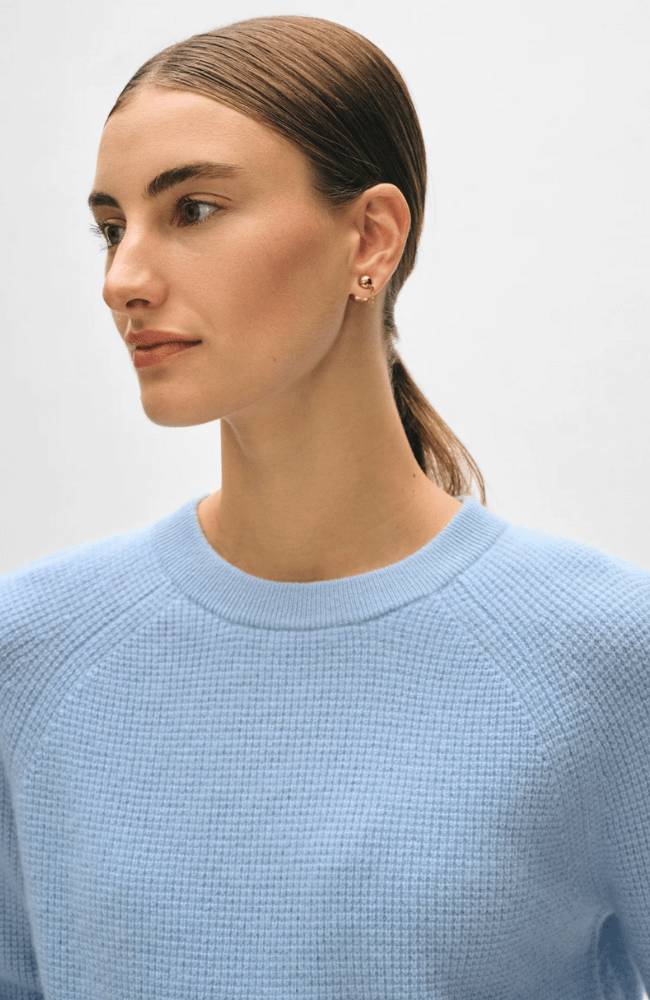 CASHMERE SADDLE SLEEVE CREWNECK - ICY BLUE-WHITE + WARREN-FLOW by nicole