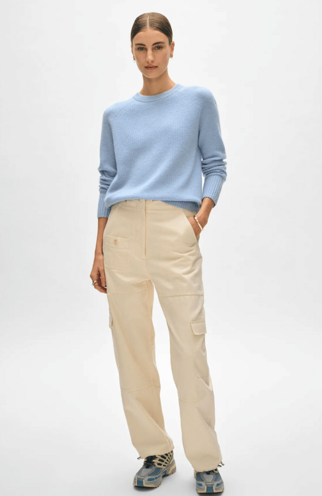 CASHMERE SADDLE SLEEVE CREWNECK - ICY BLUE-WHITE + WARREN-FLOW by nicole