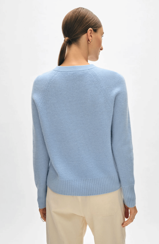 CASHMERE SADDLE SLEEVE CREWNECK - ICY BLUE-WHITE + WARREN-FLOW by nicole