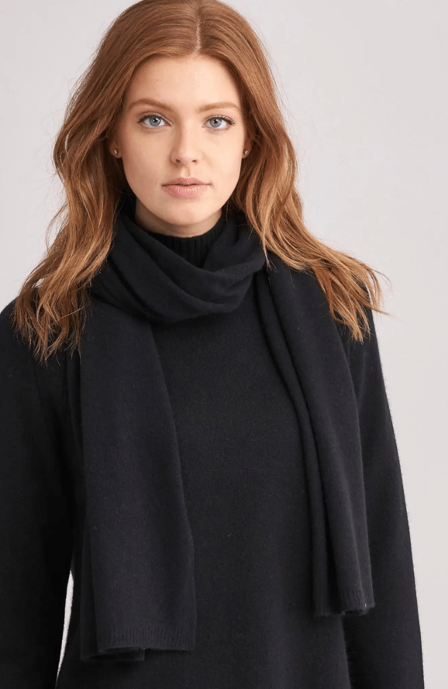 CASHMERE SCARF BLACK-REPEAT-FLOW by nicole
