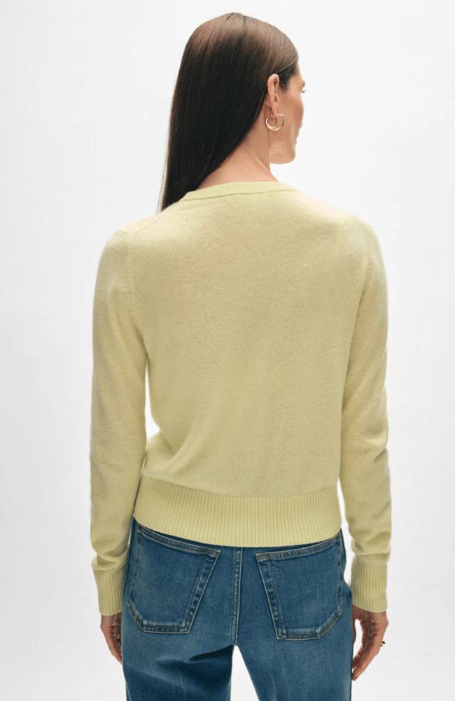 CASHMERE SHRUNKEN CREWNECK - CHARTREUSE-WHITE + WARREN-FLOW by nicole