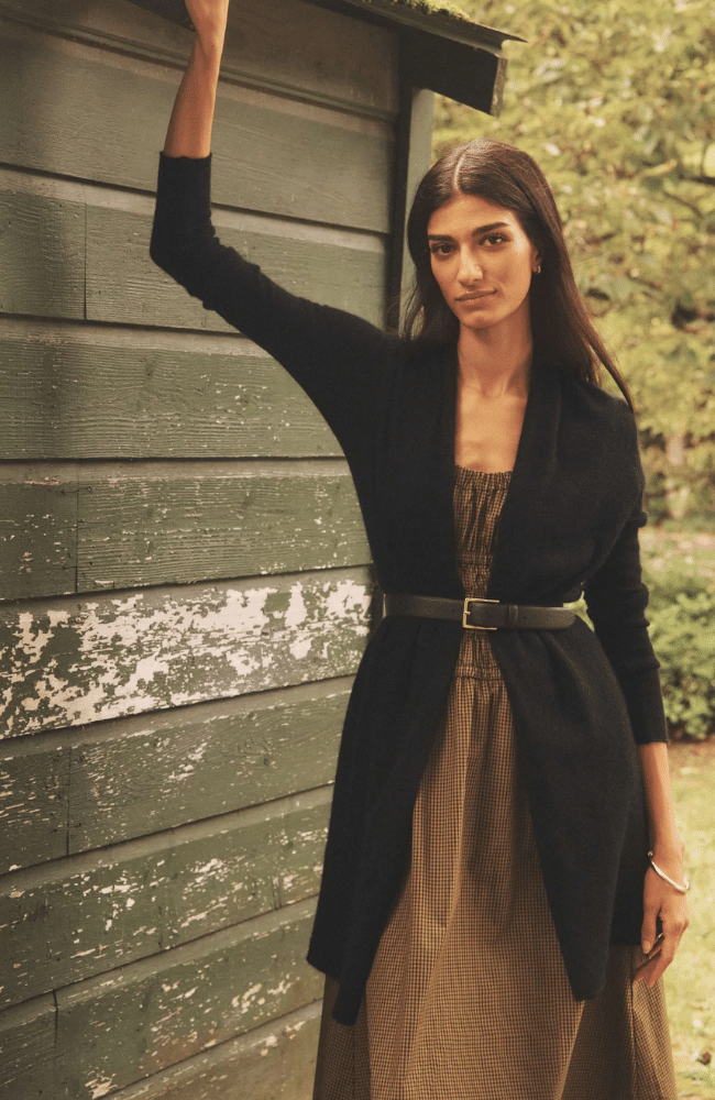 CASHMERE TRAPEZE CARDIGAN BLACK-WHITE and WARREN-FLOW by nicole